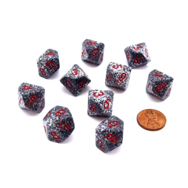 Set of 10 Chessex D10 Dice - Speckled Granite - Your Source for Gaming Essentials Best
