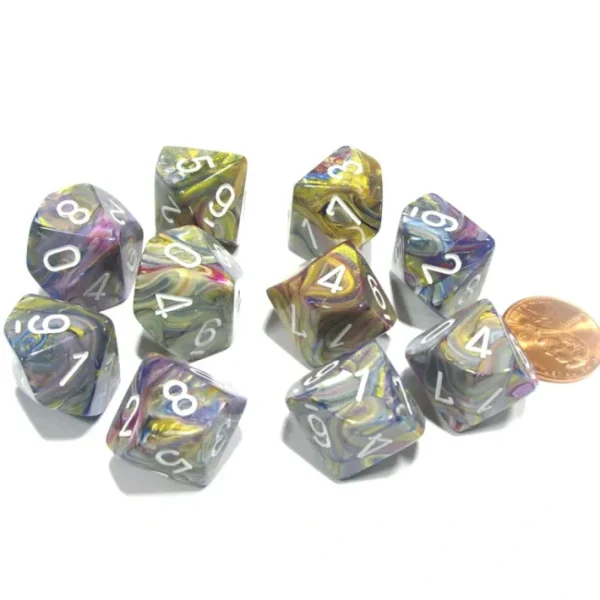 Set of 10 Chessex Festive D10 Dice - Carousel with White Numbers - Your Source for Gaming Essentials Store