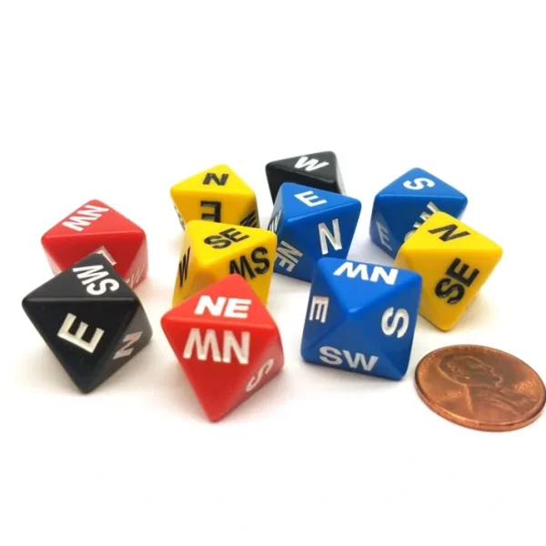 Set of 10 Compass Cardinal Direction D8 Dice - Assortment of Colors - Your Source for Gaming Essentials Best Sale