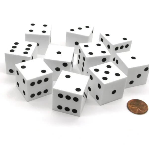 Set of 10 D6 Large 25mm Foam Dice - White with Black Spots - Your Source for Gaming Essentials Best Sale