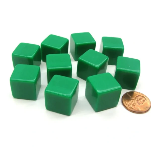 Set of 10 D6 16mm Blank Opaque Dice - Green - Your Source for Gaming Essentials Best
