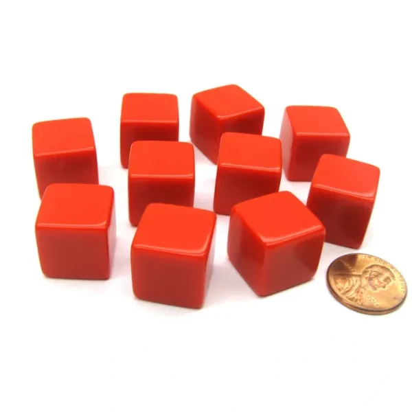 Set of 10 D6 16mm Blank Opaque Dice - Red - Your Source for Gaming Essentials Store