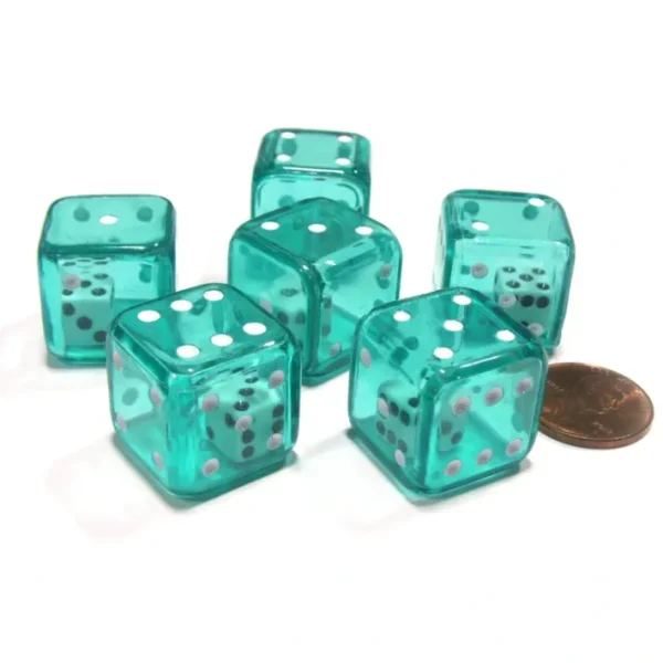 Set of 6 D6 19mm Double Dice, 2-In-1 Dice - White Inside Translucent Green Die - Your Source for Gaming Essentials Cheap