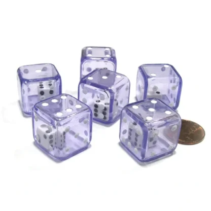 Set of 6 D6 19mm Double Dice, 2-In-1 Dice - White Inside Translucent Purple Die - Your Source for Gaming Essentials Hot