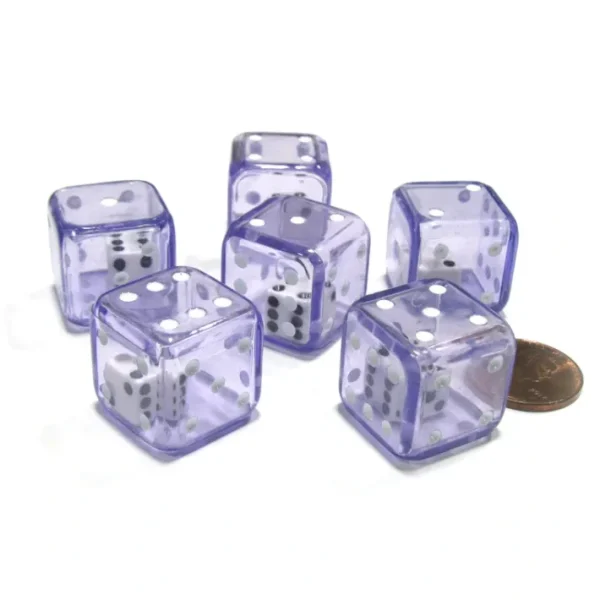Set of 6 D6 19mm Double Dice, 2-In-1 Dice - White Inside Translucent Purple Die - Your Source for Gaming Essentials Hot