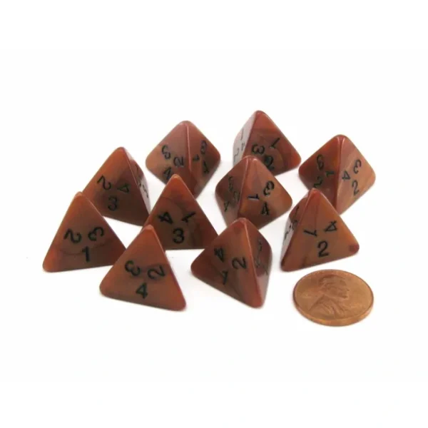 Set of 10 D4 18mm Olympic Pearlized Dice - Bronze with Black Numbers - Your Source for Gaming Essentials Best