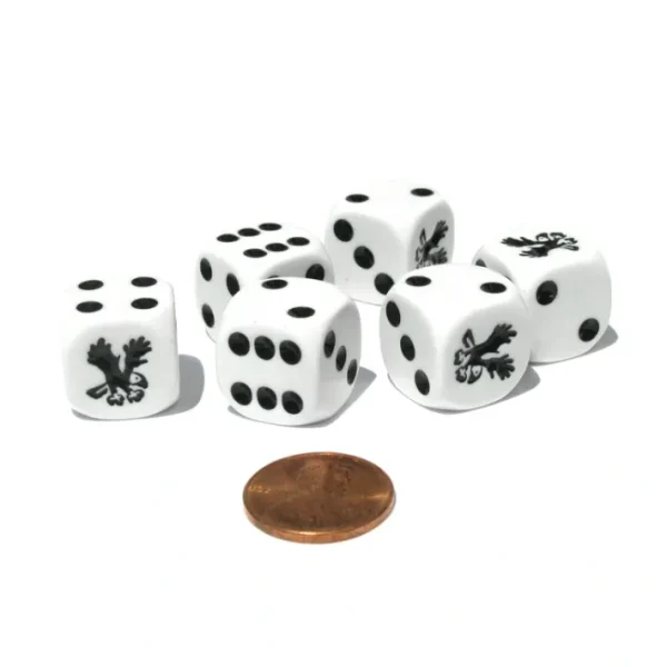 Set of 6 Eagle Dice 16mm D6 Rounded Edges Animal- White with Black Pips - Your Source for Gaming Essentials Best Sale