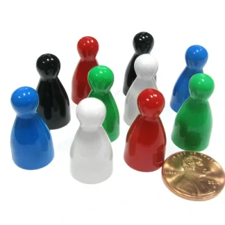 Set of 10 Halma Pawns 25mm - 2 Each of Black Blue Green Red White - Your Source for Gaming Essentials Outlet