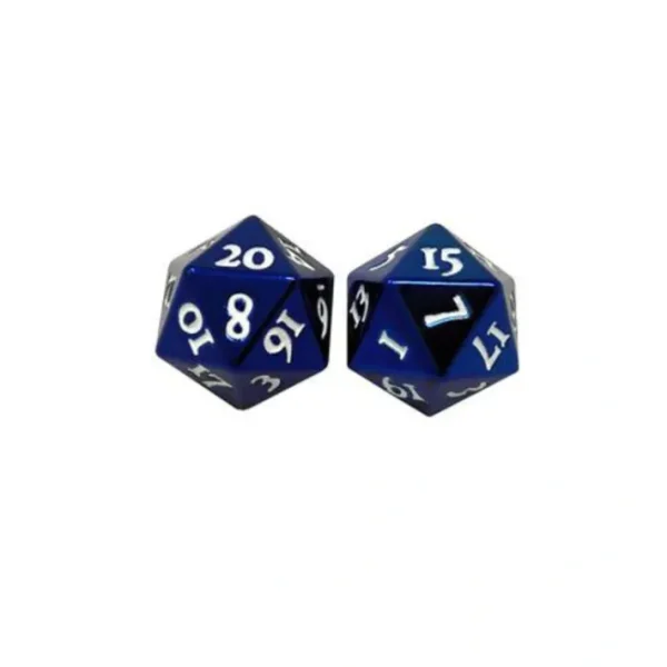 Set of 2 Heavy D20 Metal Dice - Blue - Your Source for Gaming Essentials Outlet