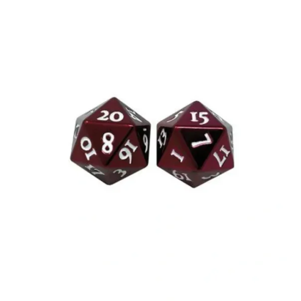 Set of 2 Heavy D20 Metal Dice - Red - Your Source for Gaming Essentials Store