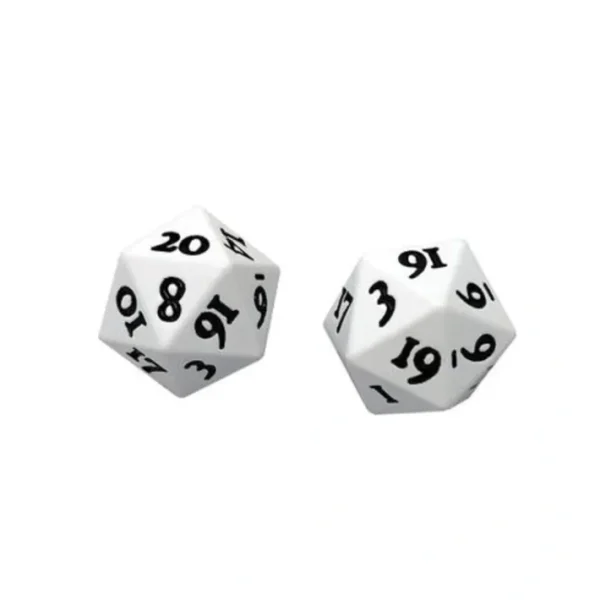 Set of 2 Heavy D20 Metal Dice - White - Your Source for Gaming Essentials Fashion