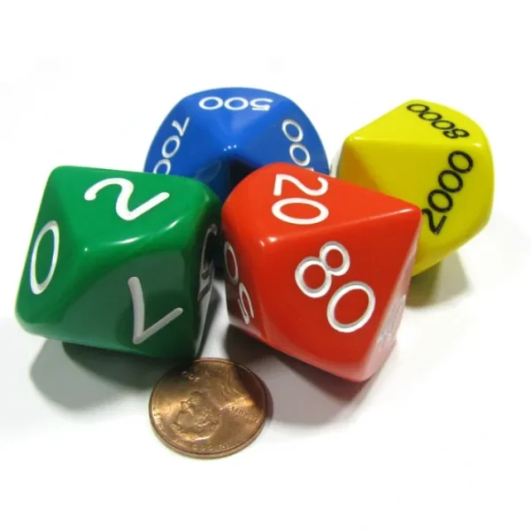 Set of 4 Jumbo 29mm Place Value D10 Dice - Number Die for Counting 0 to 9,999 - Your Source for Gaming Essentials Best Sale