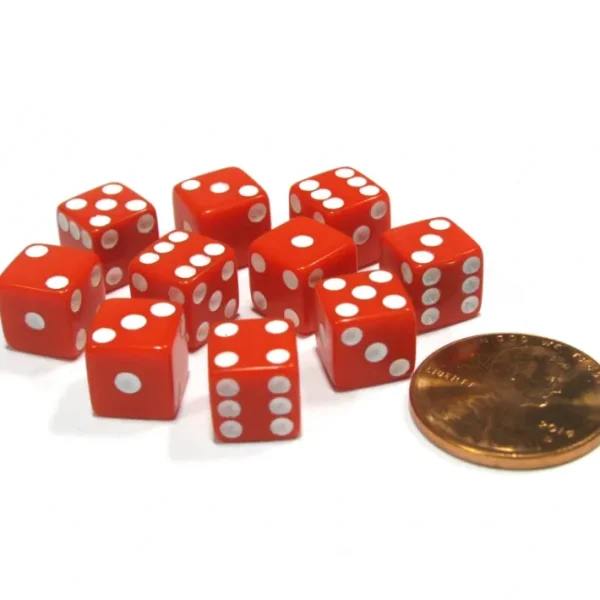 Set of 10 8mm Six-Sided D6 Small Square-Edge Dice - Red with White Pips - Your Source for Gaming Essentials Flash Sale