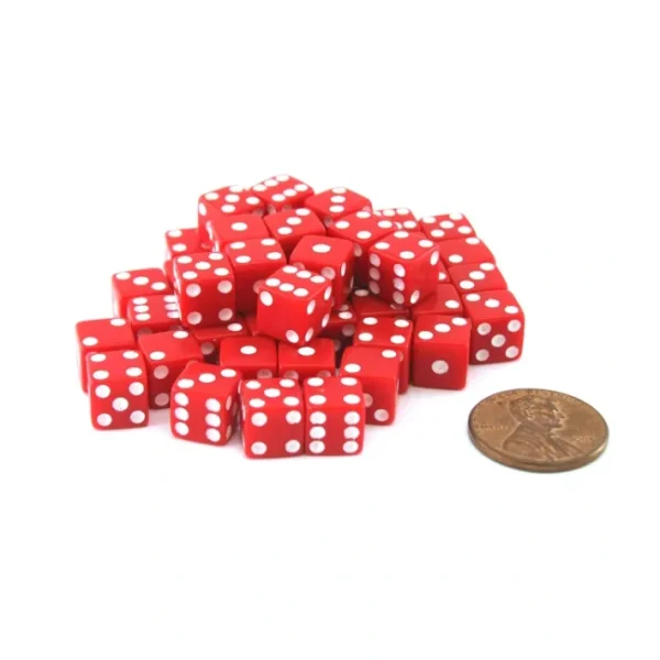 Set of 50 8mm Six-Sided D6 Small Square-Edge Dice - Red with White Pips - Your Source for Gaming Essentials Fashion