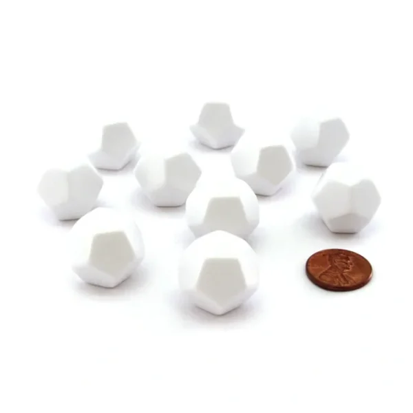 Set of 10 Opaque 12-Sided D12 White 19mm Blank Dice - Your Source for Gaming Essentials Flash Sale