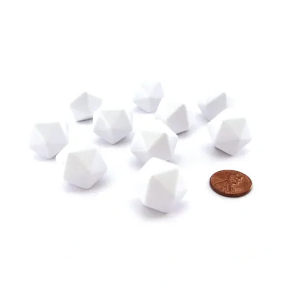 Set of 10 Opaque 20-Sided D20 White 20mm Blank Dice - Your Source for Gaming Essentials Fashion