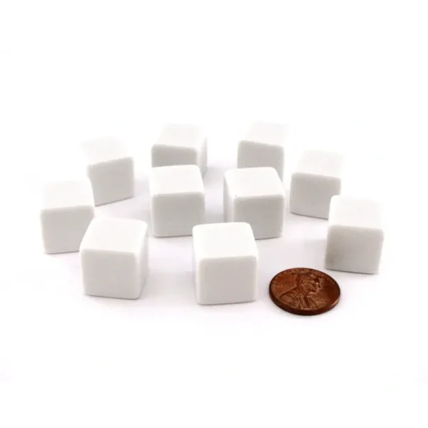 Set of 10 Opaque 6-Sided D6 White 16mm Blank Dice - Your Source for Gaming Essentials Discount