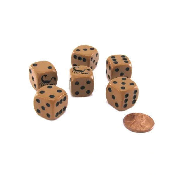 Set of 6 Scorpion 16mm D6 Round Edged Animal Dice - Your Source for Gaming Essentials Best Sale