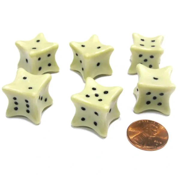 Set of 6 Six D6 6 Sided 18mm Bone Dice - RPG D&D Board Game Roll Dem Bones - Your Source for Gaming Essentials Outlet