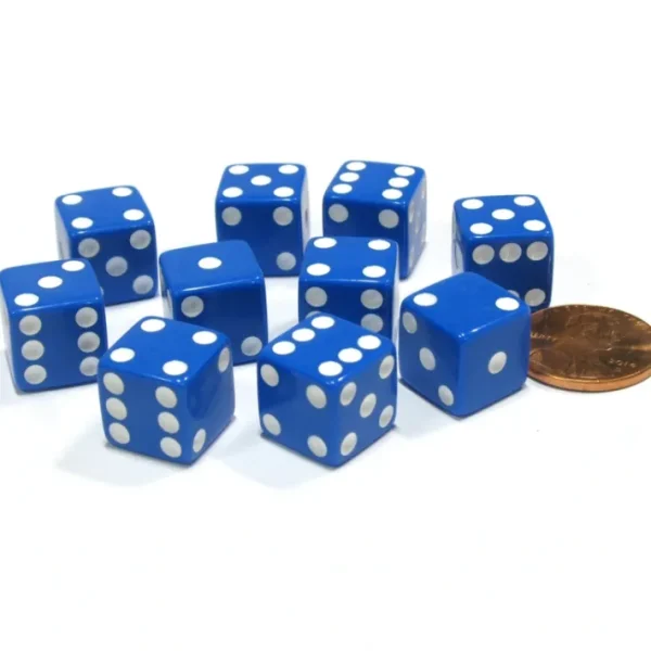 Set of 10 Six Sided D6 12mm Dice Die Squared RPG D&D Bunco Board Game Blue - Your Source for Gaming Essentials Clearance
