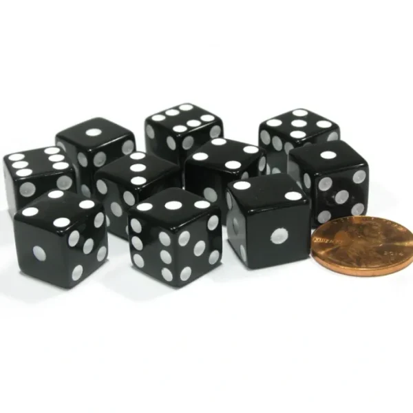 Set of 10 Six Sided D6 12mm Dice Die Squared RPG D&D Bunco Board Game Black - Your Source for Gaming Essentials Shop