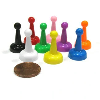 Set of 9 Standard Pawns 25mm Peg Pieces for Board Game Play - Assorted Colors - Your Source for Gaming Essentials Shop