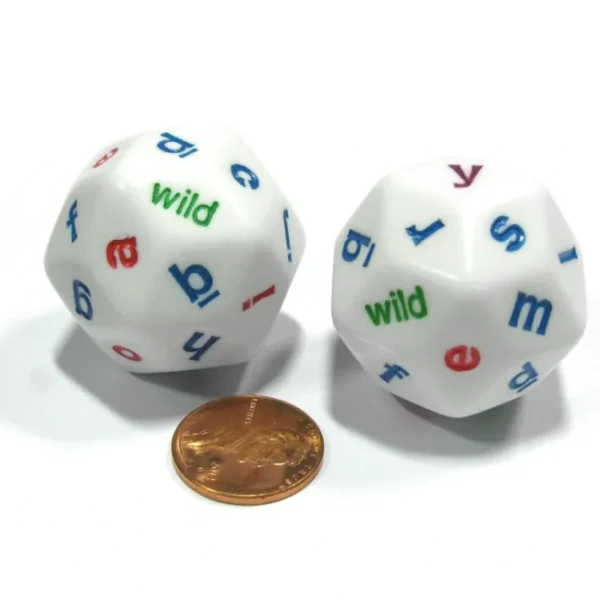 Set of 2 White Alphabet Lowercase Triantakohedron D30 30 Sided 30mm Jumbo Dice - Your Source for Gaming Essentials Best Sale