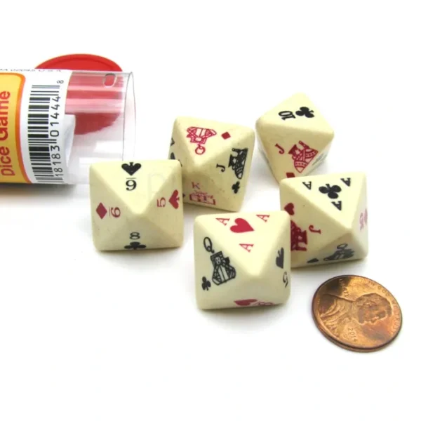 8-Sided Poker Dice Game with 5 Dice Travel Tube and Gaming Instructions - Your Source for Gaming Essentials Online