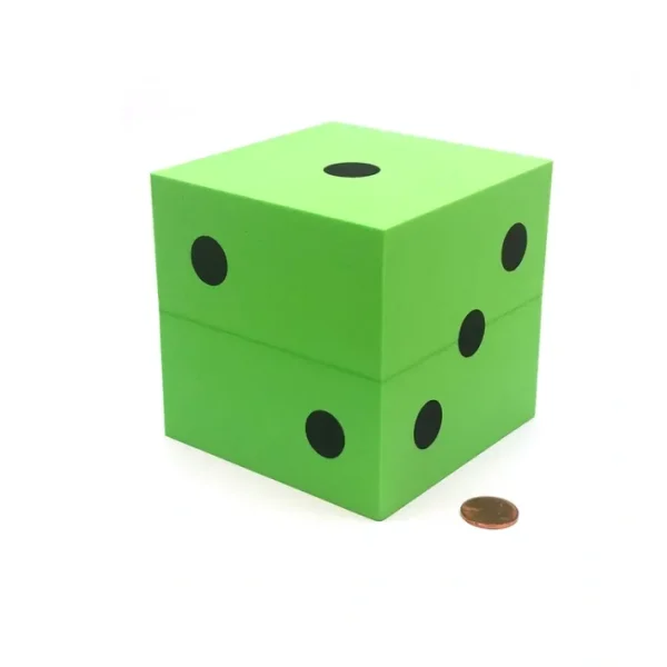 Single Huge Very Large 100mm Foam Dice (1 Piece) - Green with Black - Your Source for Gaming Essentials Fashion