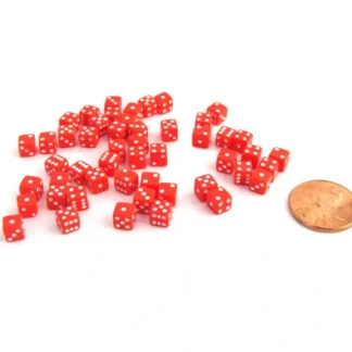 50 Six Sided D6 5mm .197 Inch Die Small Tiny Mini Miniature Red Dice - Your Source for Gaming Essentials Store