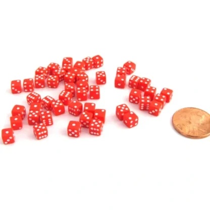 50 Six Sided D6 5mm .197 Inch Die Small Tiny Mini Miniature Red Dice - Your Source for Gaming Essentials Store
