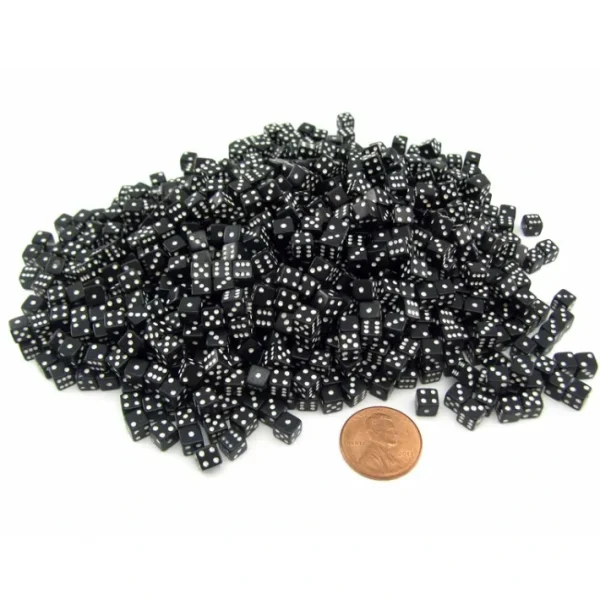 1000 Six Sided D6 5mm .197 Inch Die Small Tiny Mini Miniature Black Dice - Your Source for Gaming Essentials Fashion