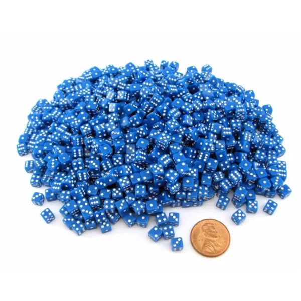 1000 Six Sided D6 5mm .197 Inch Die Small Tiny Mini Miniature Blue Dice - Your Source for Gaming Essentials Shop