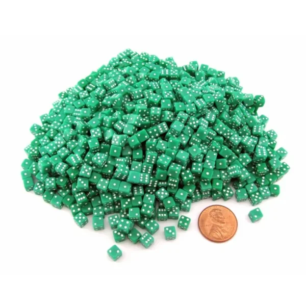 1000 Six Sided D6 5mm .197 Inch Die Small Tiny Mini Miniature Green Dice - Your Source for Gaming Essentials Online