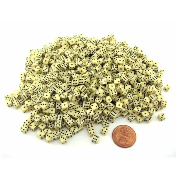 1000 Six Sided D6 5mm .197 Inch Die Small Tiny Mini Miniature Ivory Dice - Your Source for Gaming Essentials Best Sale