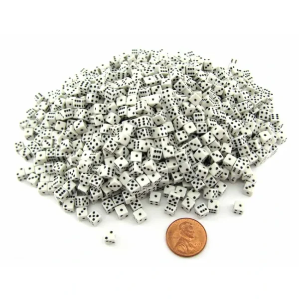 1000 Six Sided D6 5mm .197 Inch Die Small Tiny Mini Miniature White Dice - Your Source for Gaming Essentials Store