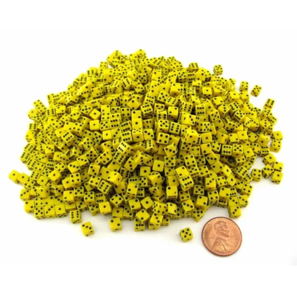 1000 Six Sided D6 5mm .197 Inch Die Small Tiny Mini Miniature Yellow Dice - Your Source for Gaming Essentials New