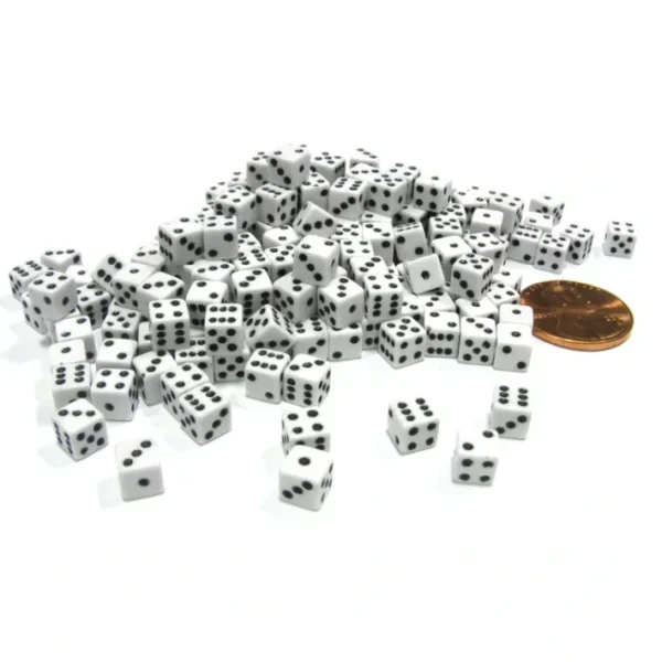 200 Six Sided D6 5mm .197 Inch Die Small Tiny Mini Miniature White Dice - Your Source for Gaming Essentials Clearance