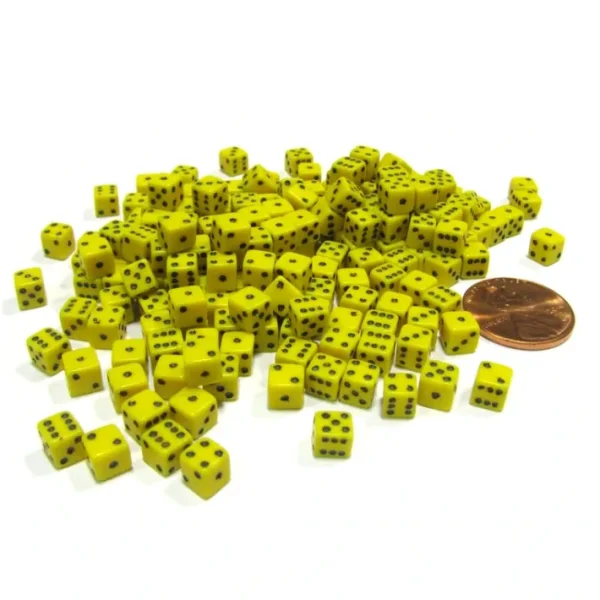 200 Six Sided D6 5mm .197 Inch Die Small Tiny Mini Miniature Yellow Dice - Your Source for Gaming Essentials Sale