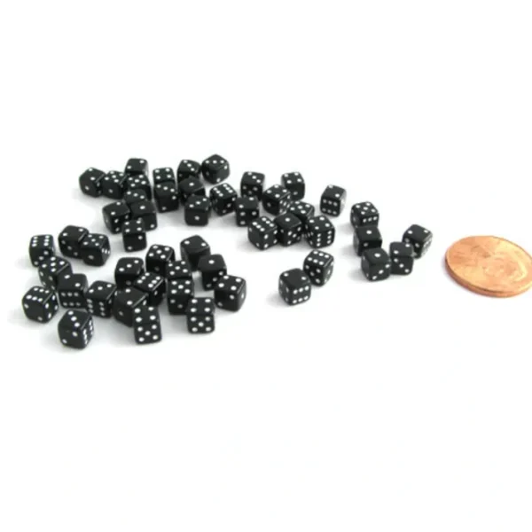 50 Six Sided D6 5mm .197 Inch Die Small Tiny Mini Miniature Black Dice - Your Source for Gaming Essentials Best