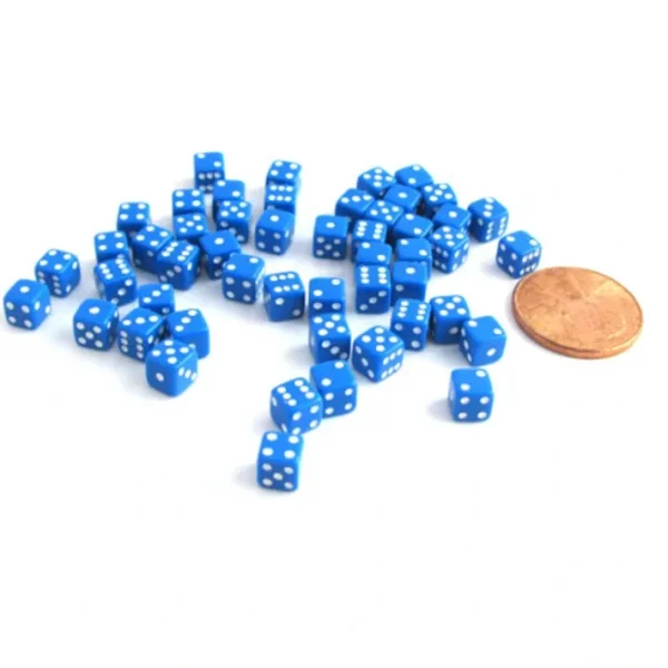 50 Six Sided D6 5mm .197 Inch Die Small Tiny Mini Miniature Blue Dice - Your Source for Gaming Essentials Sale