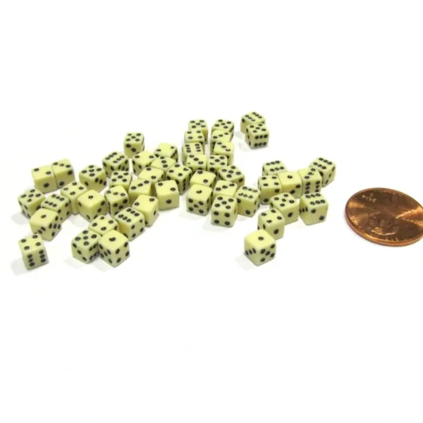 50 Six Sided D6 5mm .197 Inch Die Small Tiny Mini Miniature Ivory Dice - Your Source for Gaming Essentials Discount