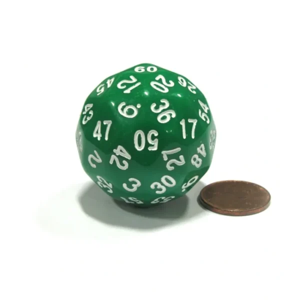 Sixty-Sided D60 35mm Large Gaming Dice - Green with White Numbers - Your Source for Gaming Essentials Shop
