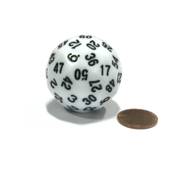 Sixty-Sided D60 35mm Large Gaming Dice - White with Black Numbers - Your Source for Gaming Essentials Clearance
