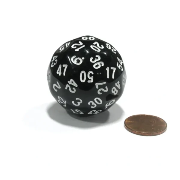 Sixty-Sided D60 35mm Large Gaming Dice - Black with White Numbers - Your Source for Gaming Essentials Store