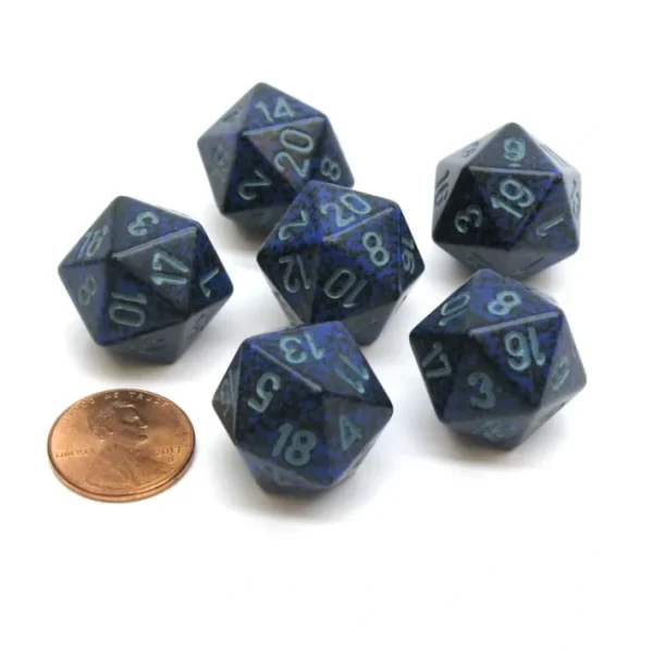 Speckled 20 Sided D20 Chessex Dice, 6 Pieces - Cobalt - Your Source for Gaming Essentials Clearance