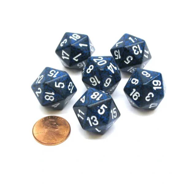 Speckled 20 Sided D20 Chessex Dice, 6 Pieces - Stealth - Your Source for Gaming Essentials Flash Sale