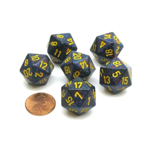 Speckled 20 Sided D20 Chessex Dice, 6 Pieces - Twilight - Your Source for Gaming Essentials Online