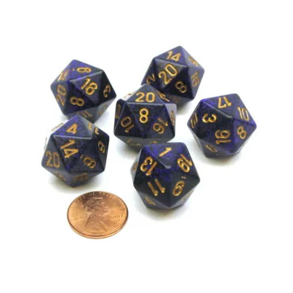 Speckled 20 Sided D20 Chessex Dice, 6 Pieces - Golden Cobalt - Your Source for Gaming Essentials Best Sale