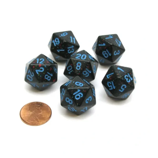 Speckled 20 Sided D20 Chessex Dice, 6 Pieces - Blue Stars - Your Source for Gaming Essentials Clearance